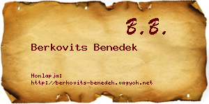 Berkovits Benedek névjegykártya